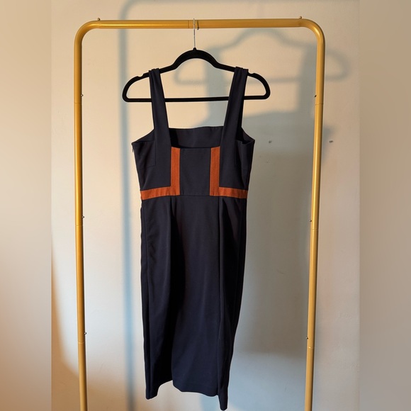 Navy and Orange-Brown Pencil Dress - Picture 4 of 5